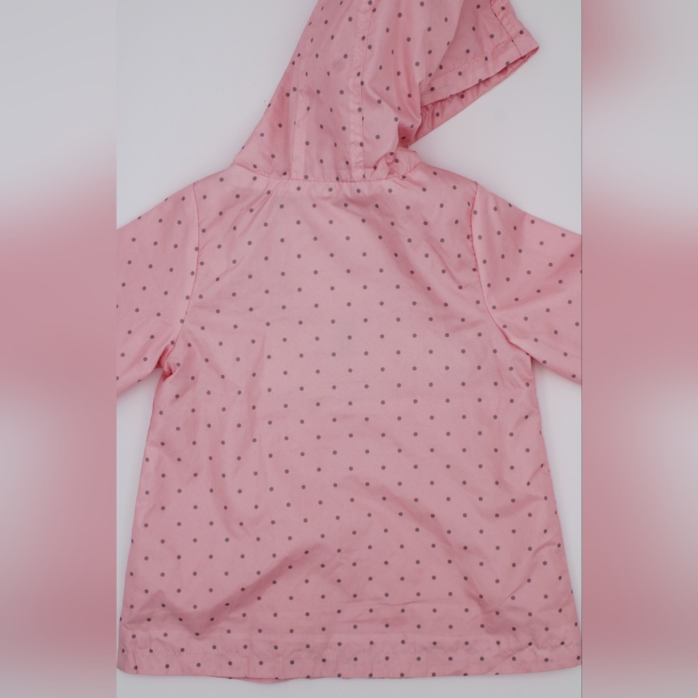 NWT Carter’s Girls 2T Rain Slicker – Light Pink with Grey Polka Dots - Picture 6 of 7